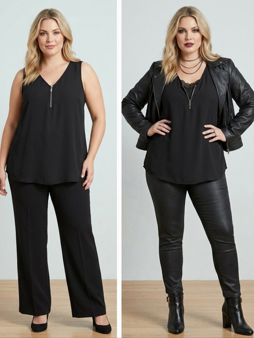 In Every Story Black Zipper-Front Sleeveless Blouse - Plus Size 1X (Flaws)